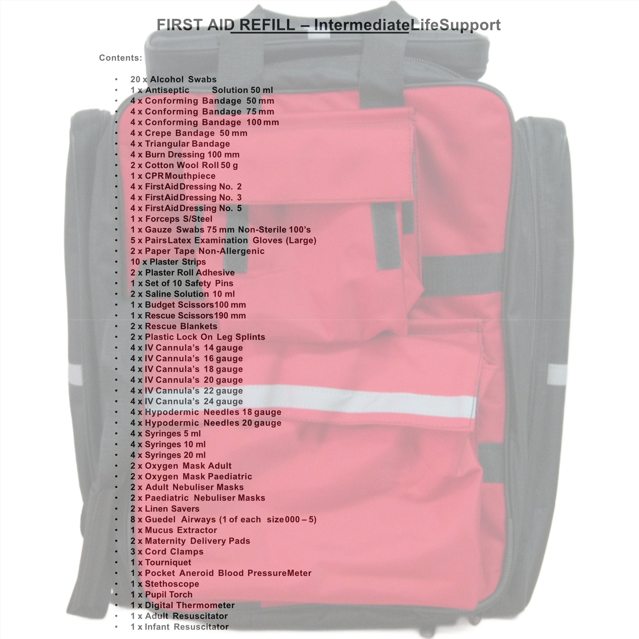 Paramedic Intemediate Life Support Bag (ILS) - Refill