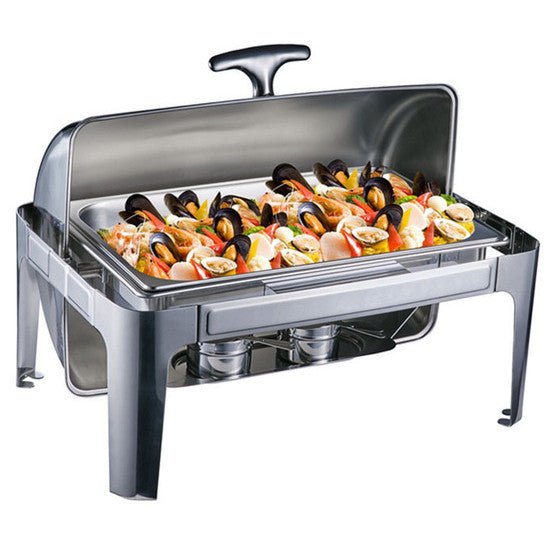 Chafing Dish - Rectangle Roll Top with Window Silver - Image 2