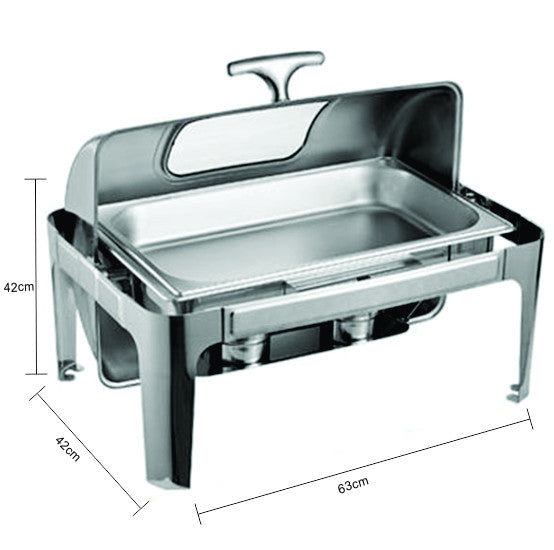 Chafing Dish - Rectangle Roll Top with Window Silver - Image 3