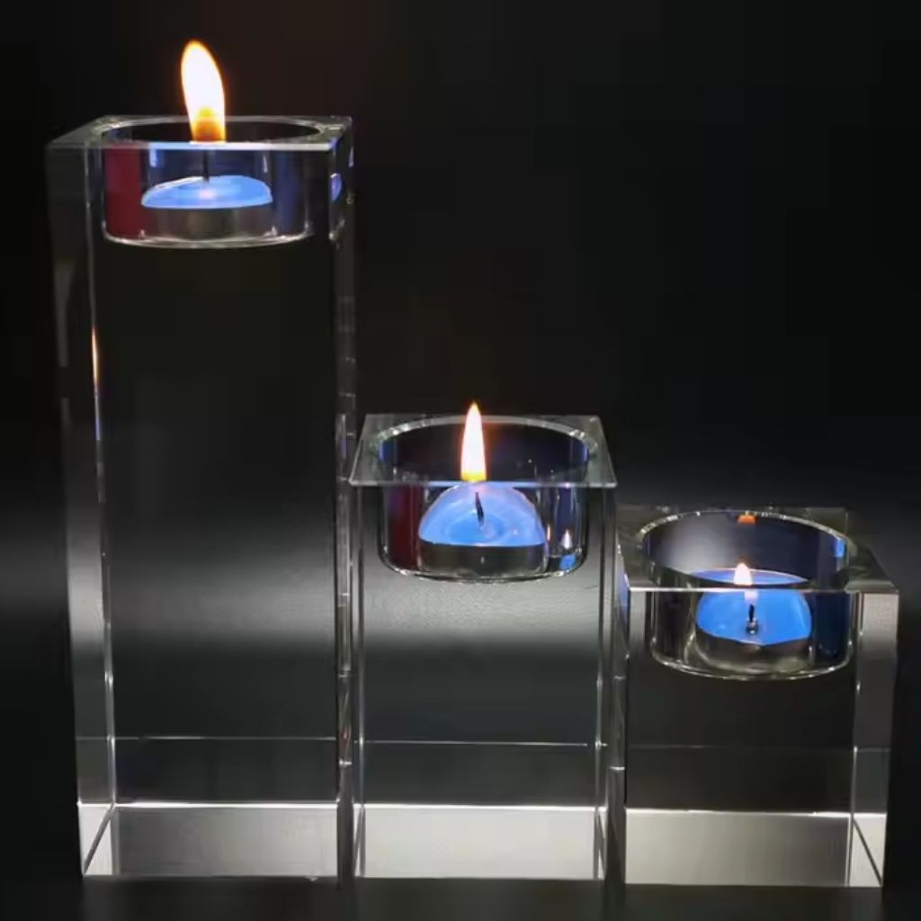 Rectangle Glass Candle Holder - Tea Candle - Image 3