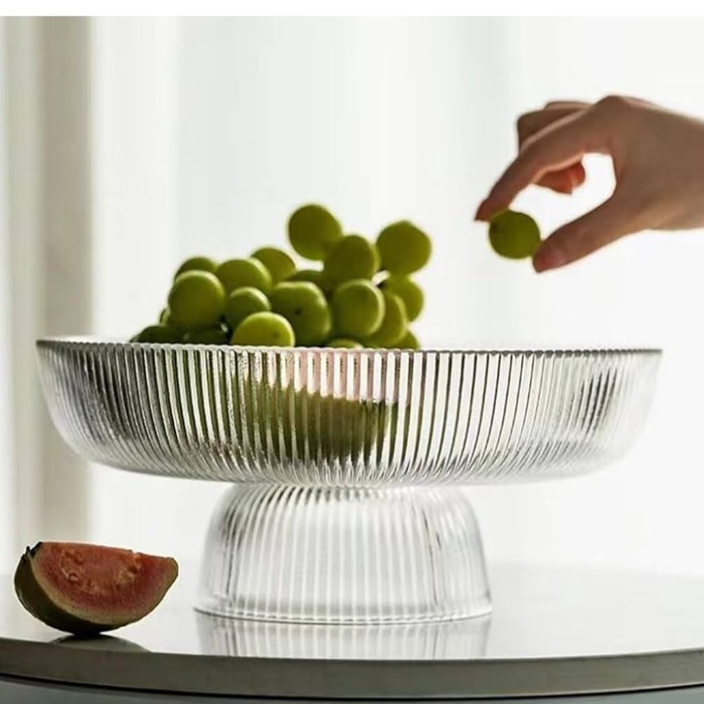 Aurora Ribbed Glass Fruit Bowl - Image 2