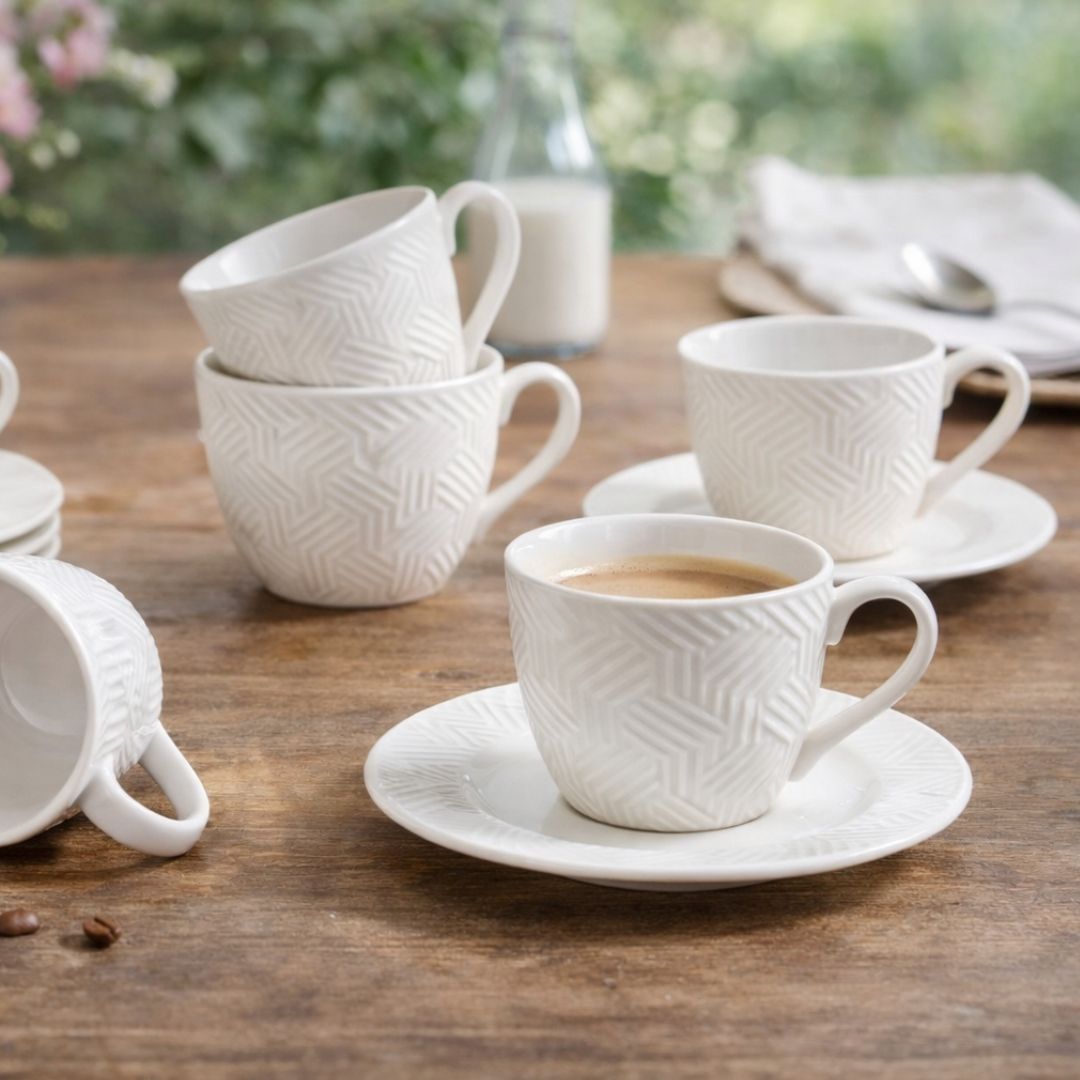 Aztec Cup & Saucer Set – 6 Piece - Image 4