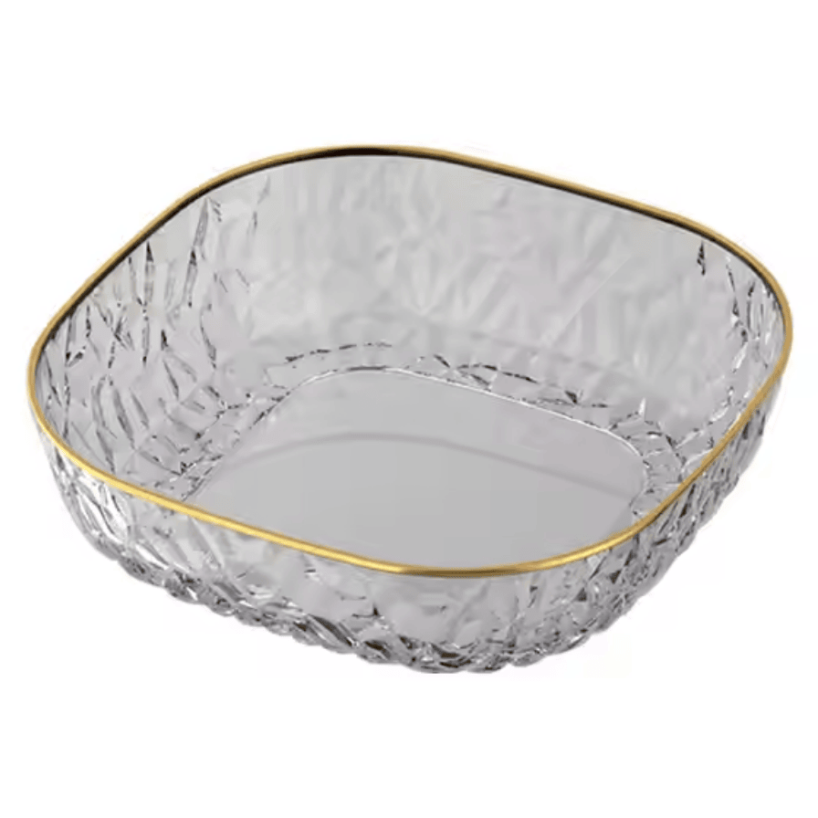 Square Plastic Salad Bowl with Gold Inlay Edge - Image 2
