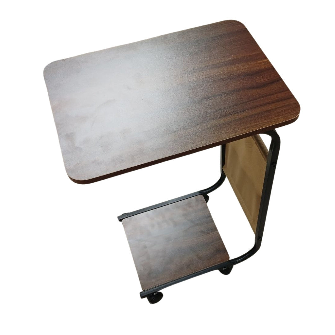 C-Shaped Side Table with Storage Basket - Image 2