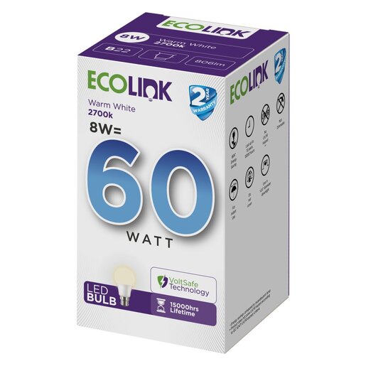 Ecolink LED Bulb – 8W | Warm White & Cool White