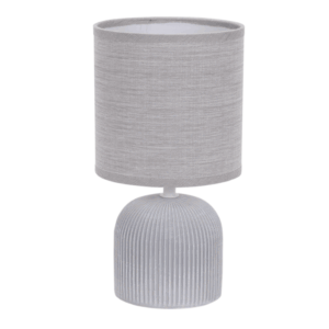 Table Lamp - Ceramic Ribbed Base - Cylinder Fabric Shade